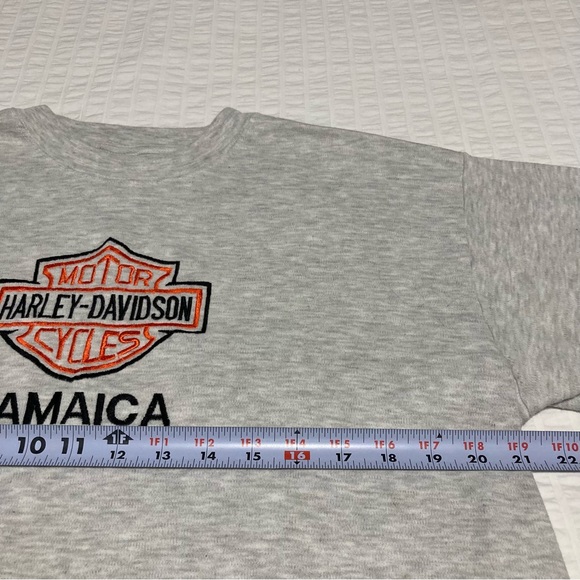 Embroidered Harley-Davidson Logo Jamaica Super soft Heather Grey Tee Shirt - Picture 4 of 7